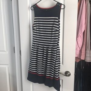Tommy Hilfiger navy and white cotton knit dress.